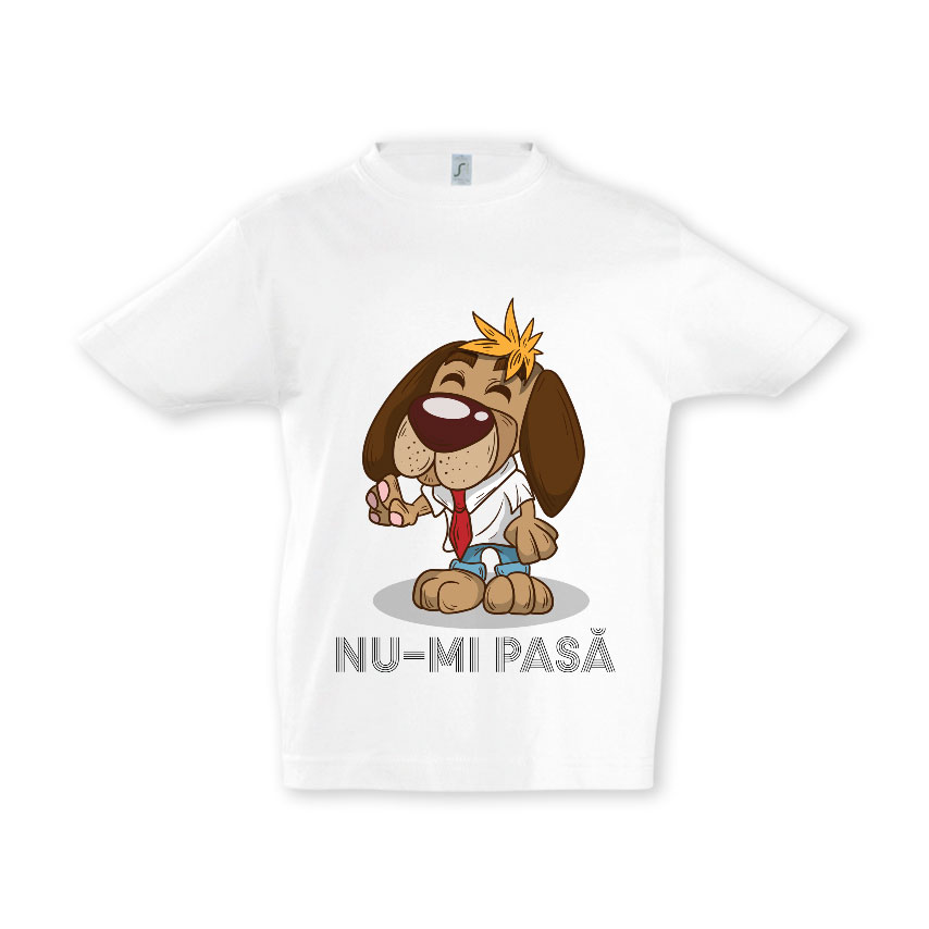 tricou alb pentru baieti Nu-mi pasa