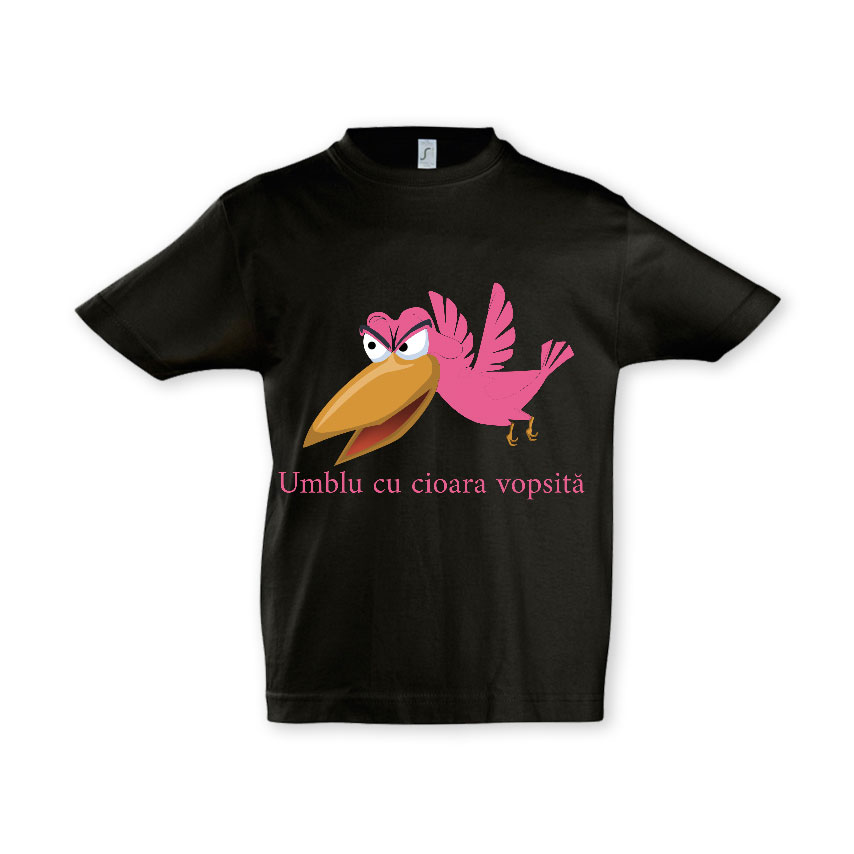 Tricou negru cioara vopsita