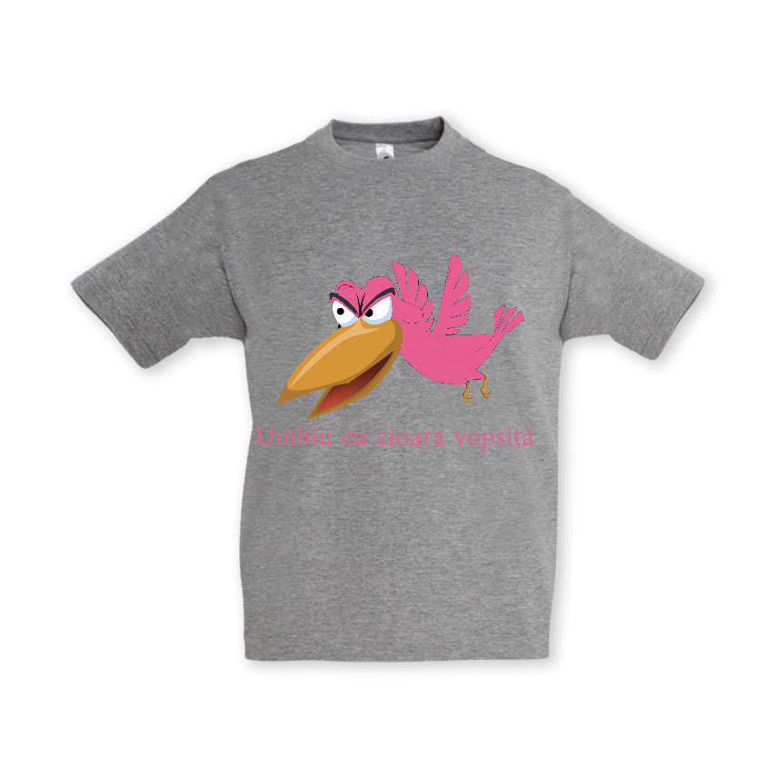 Tricou gri copii cioara vopsita