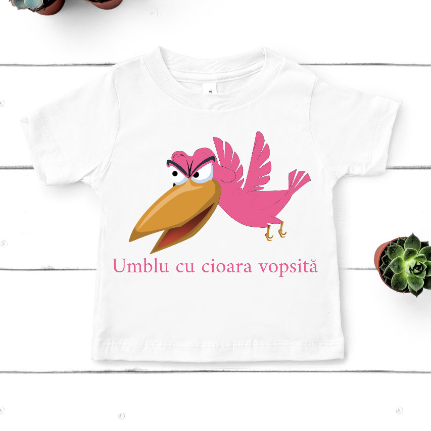 Tricou copii umblu cu cioara vopsita