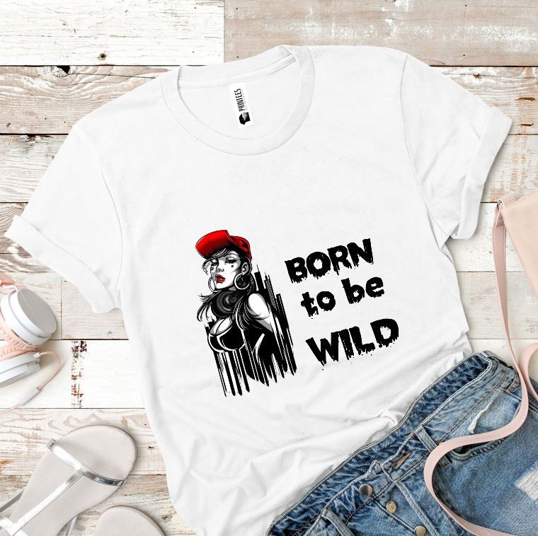 tricou cu fata si text born to be wild