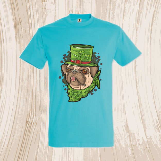 Tricou albastru Irish Pug