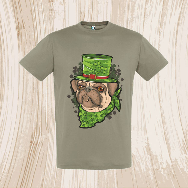 Tricou personalizat verde Irish Pug