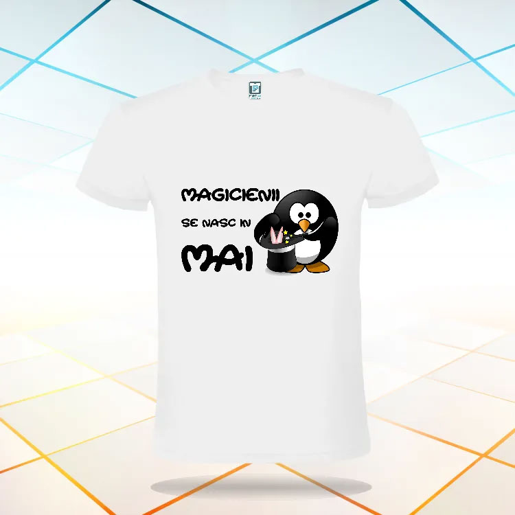 Tricou alb pentru barbatii nascuti in luna mai, care fac lucruri magice in viata lor TRICOU ALB MAI