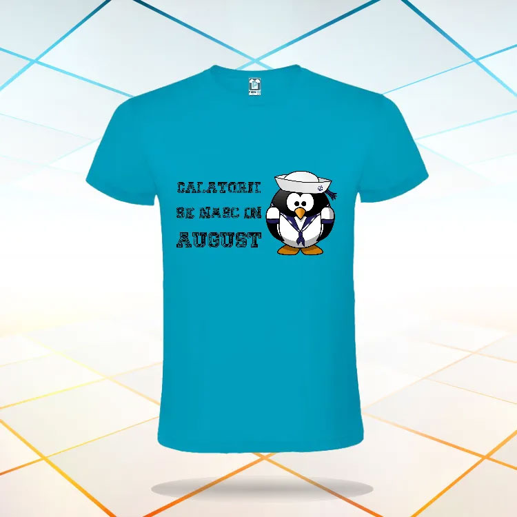 Tricou albastru - Călătorii se nasc în august