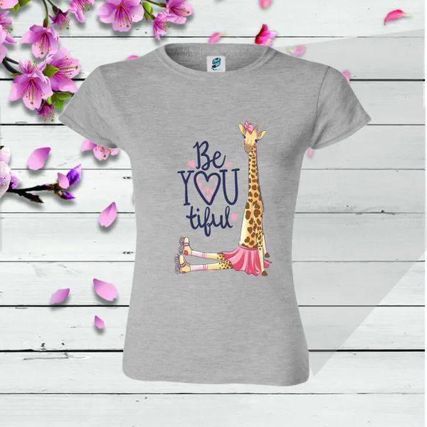 tricou gri cu girafa