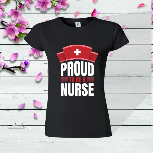 Tricou dama negru PROUD NURSE