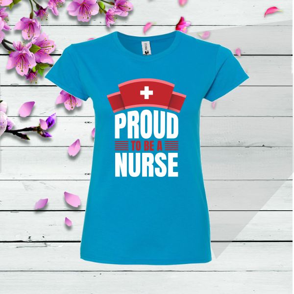 Tricou dama safir PROUD NURSE
