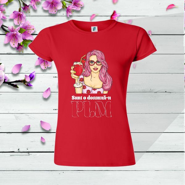 Tricou dama rosu SUNT O DOAMNA