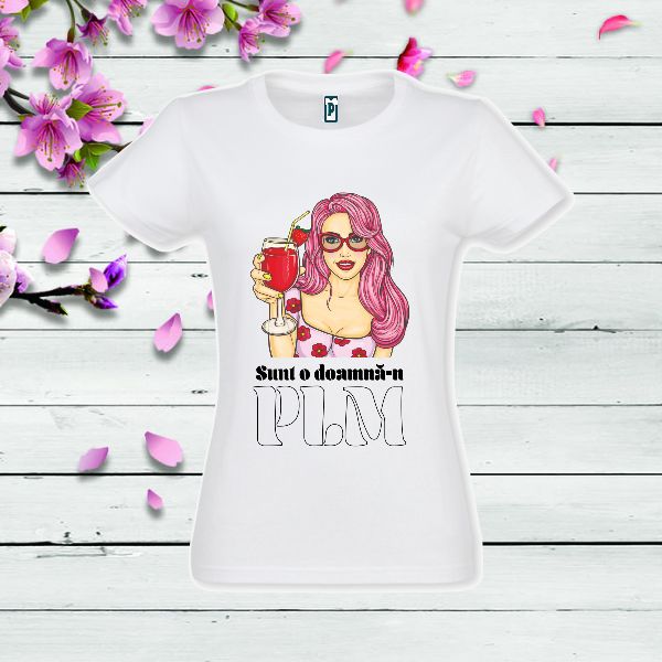 Tricou dama alb SUNT O DOAMNA