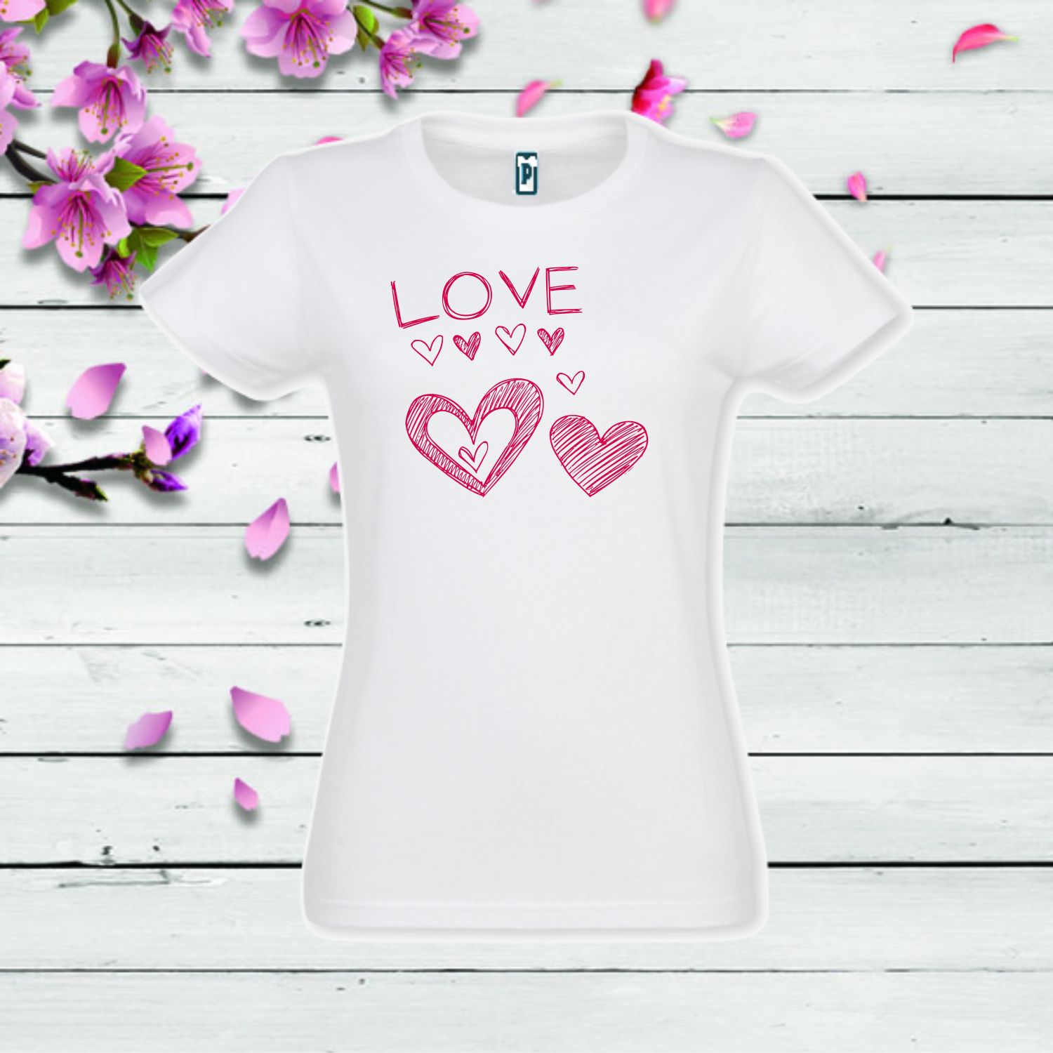 Tricou dama PINK LOVE HEARTS