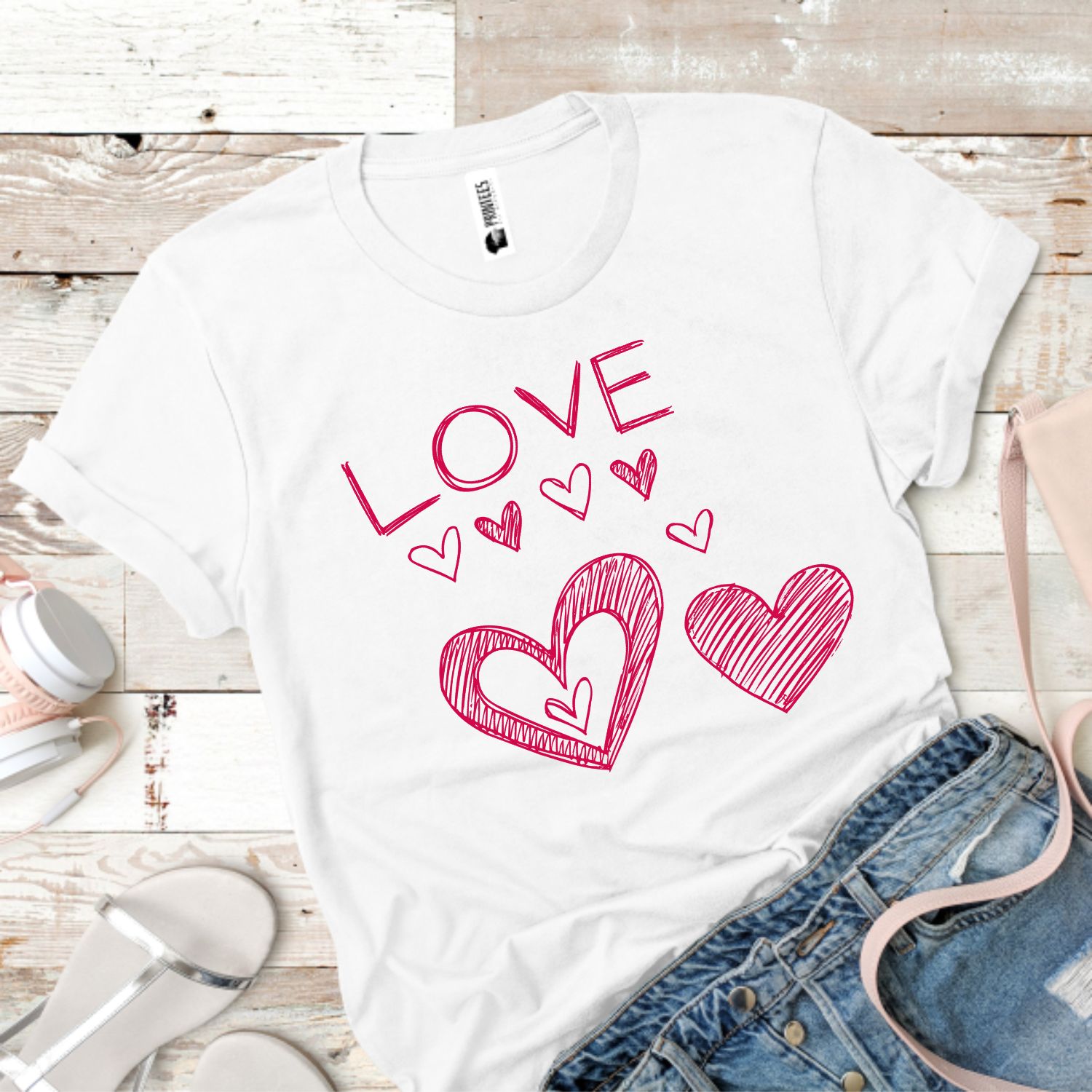 Tricou dama PINK LOVE HEARTS