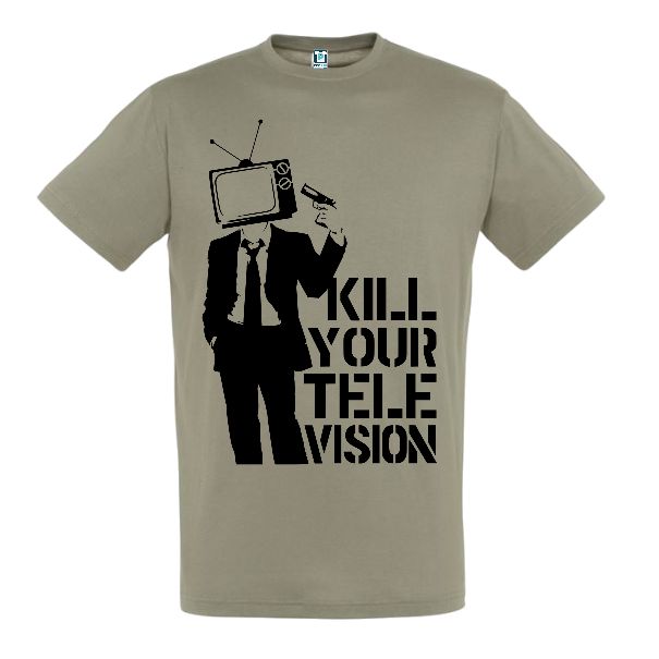 Tricou kaki cu mesaj - Kill your television