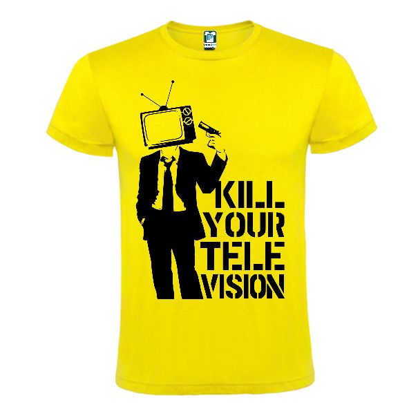 Tricou galben cu mesaj - Kill your television