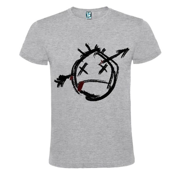 Tricou gri cu emoji străpuns de o săgeată