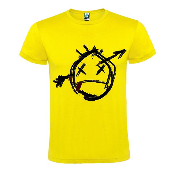 Tricou galben cu emoji străpuns de o săgeată