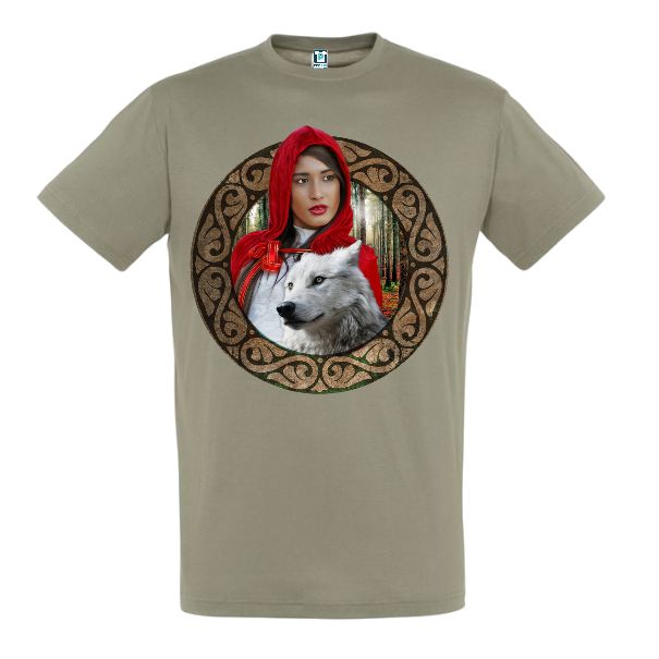 Tricou kaki cu grafică fantezie: Scufița roșie