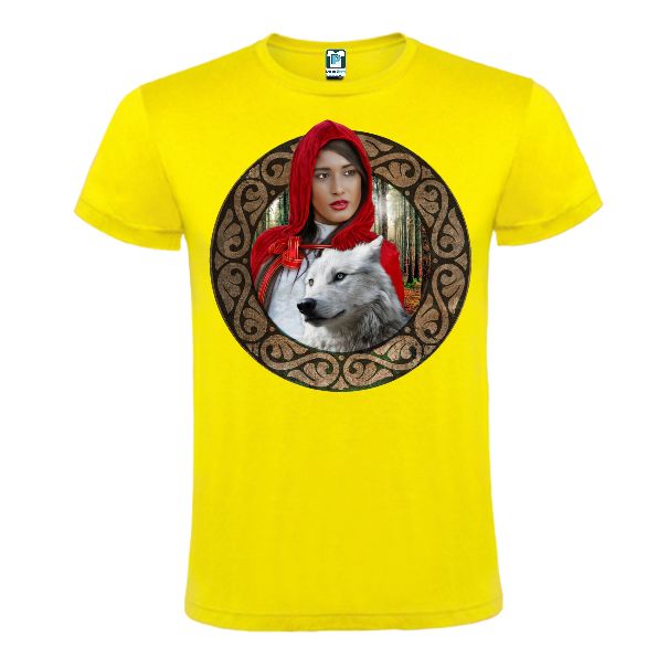 Tricou galben cu grafică fantezie: Scufița roșie