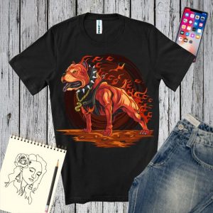 Tricou negru cu grafică Pittbull from hell
