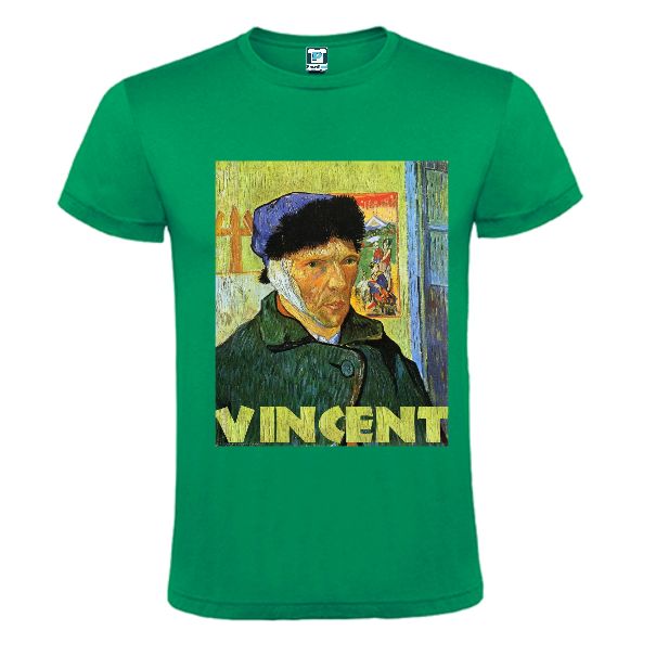 Green tee shirt with Van gogh painting