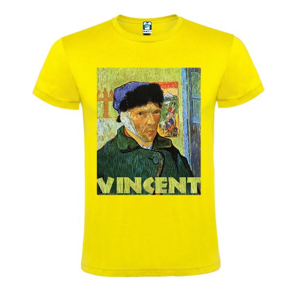 Yellow tee shirt with Van gogh painting