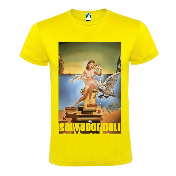 Yellow tshirt printed with Dali painting Leda Atomica