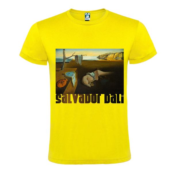 Tricou galben imprimat cu tabloul Persistenta memoriei de Dali