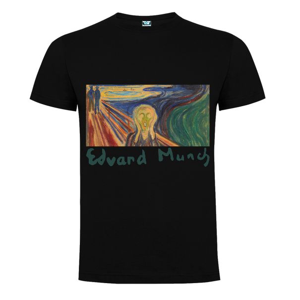 Black t-shirt printed with Scream picture by Eduard Munch