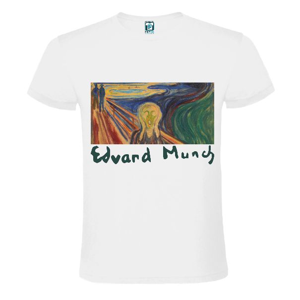 White t-shirt printed with Scream picture by Eduard Munch