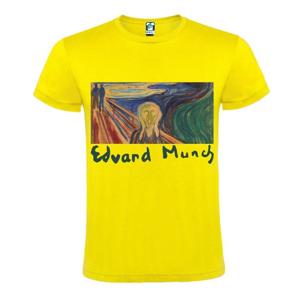 Yellow t-shirt printed with Scream picture by Eduard Munch