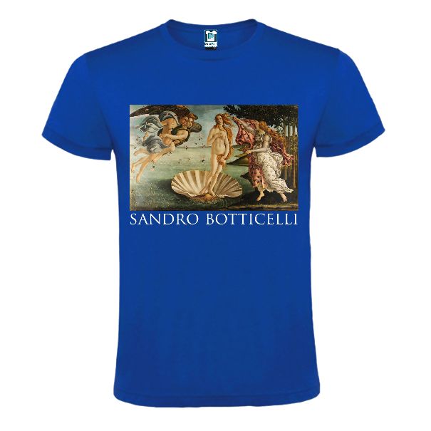 Tricou albastru imprimat cu Nasterea lui Venus