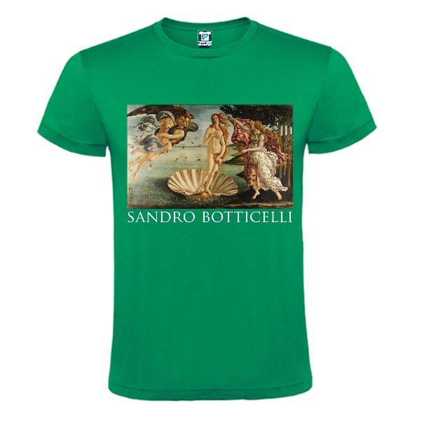 Tricou verde imprimat cu Nasterea lui Venus