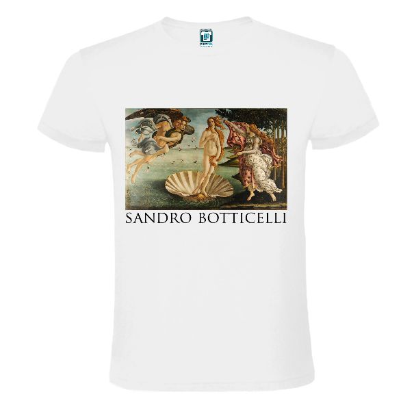 Tricou alb imprimat cu Nasterea lui Venus
