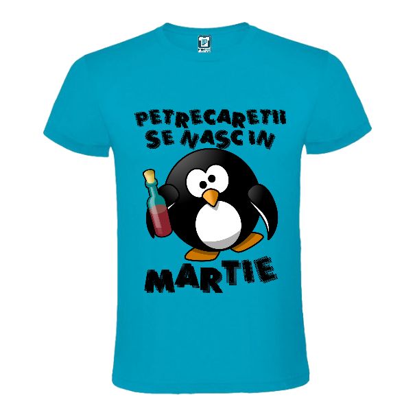 Tricou albastru cu pinguin