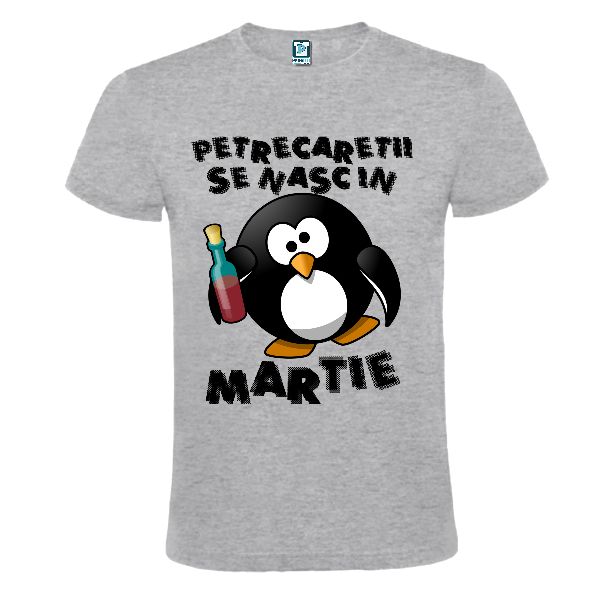 Tricou gri cu pinguin