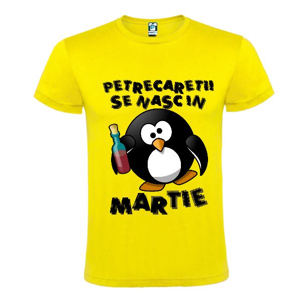 Tricou galben cu pinguin