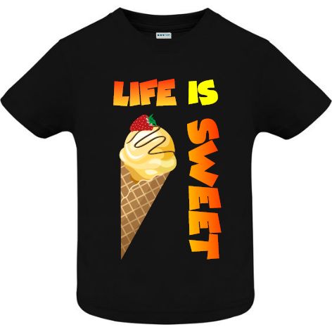Tricou copii - Life-Is-Sweet - Negru