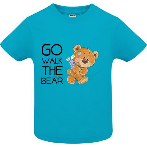Tricou copii - Walk The Bear - Albastru atol