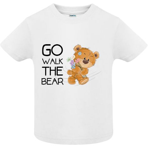 Tricou copii - Walk The Bear - Alb