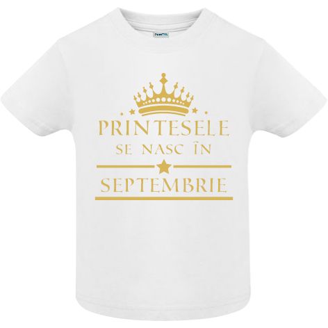 Tricou copii - Printese Septembrie - Alb