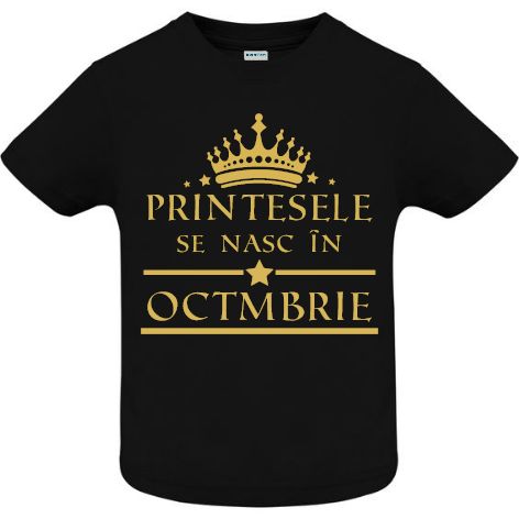 Tricou copii - Printese Octombrie - Negru