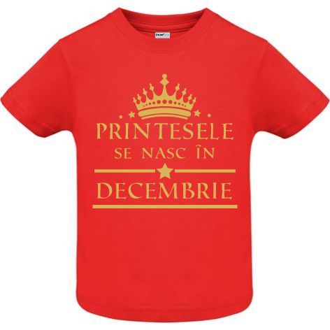 Tricou copii - Printese Decembrie - Roșu