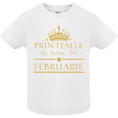 Tricou copii - Printese Februarie - Alb