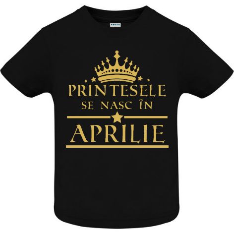 Tricou copii - Printese Aprilie - Negru Tricou copii - Printese Aprilie - Negru