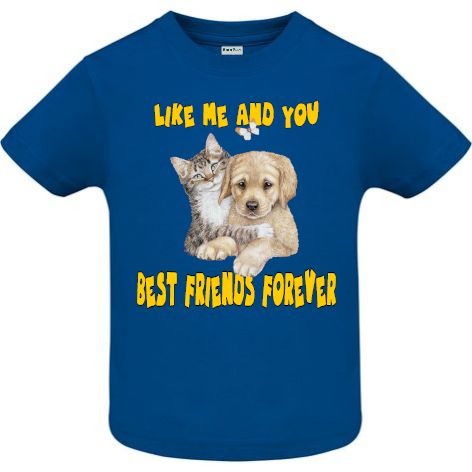 Tricou copii - Dog Cat Best Friends - Albastru