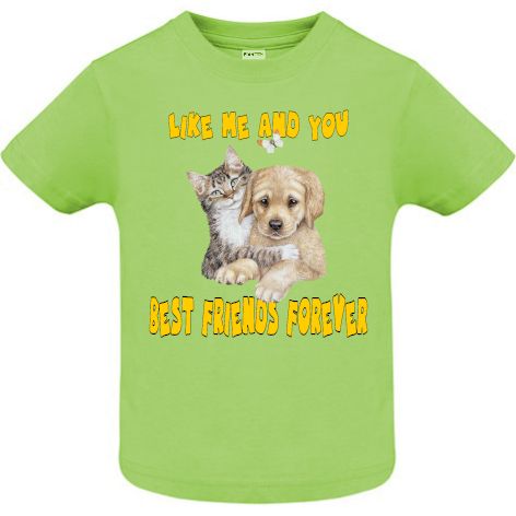 Tricou copii - Dog Cat Best Friends - Verde
