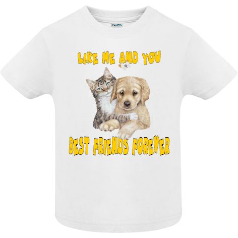 Tricou copii - Dog Cat Best Friends - Alb