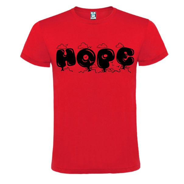 Tricou rosu barbati personalizat cu mesaj HOPE BALLON Tricou rosu barbati HOPE BALLON