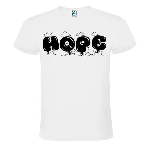Tricou alb barbati personalizat cu mesaj HOPE BALLON Tricou alb barbati HOPE BALLON