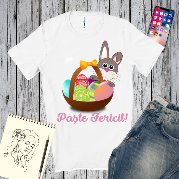 Tricou barbati IEPURAS DE PASTE CU COS